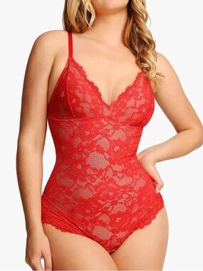Popilush Size Medium Shapewear Firm Control Smoothing Full Lace Thong Bodysuit